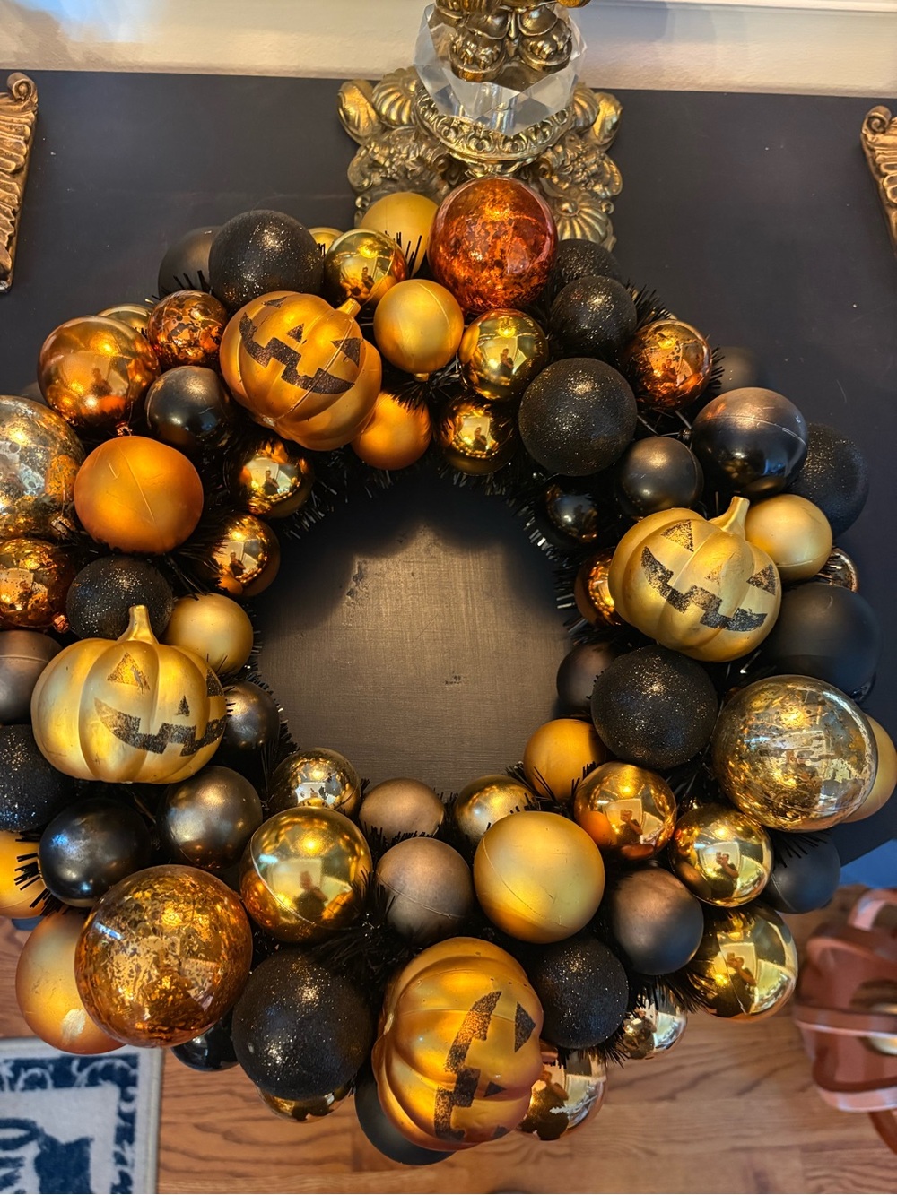 Target Gold and Black Halloween Pumpkin Ornament Wreath